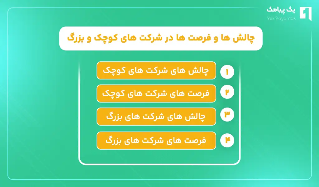چالش ها و فرصت ها در شرکت های کوچک و بزرگ